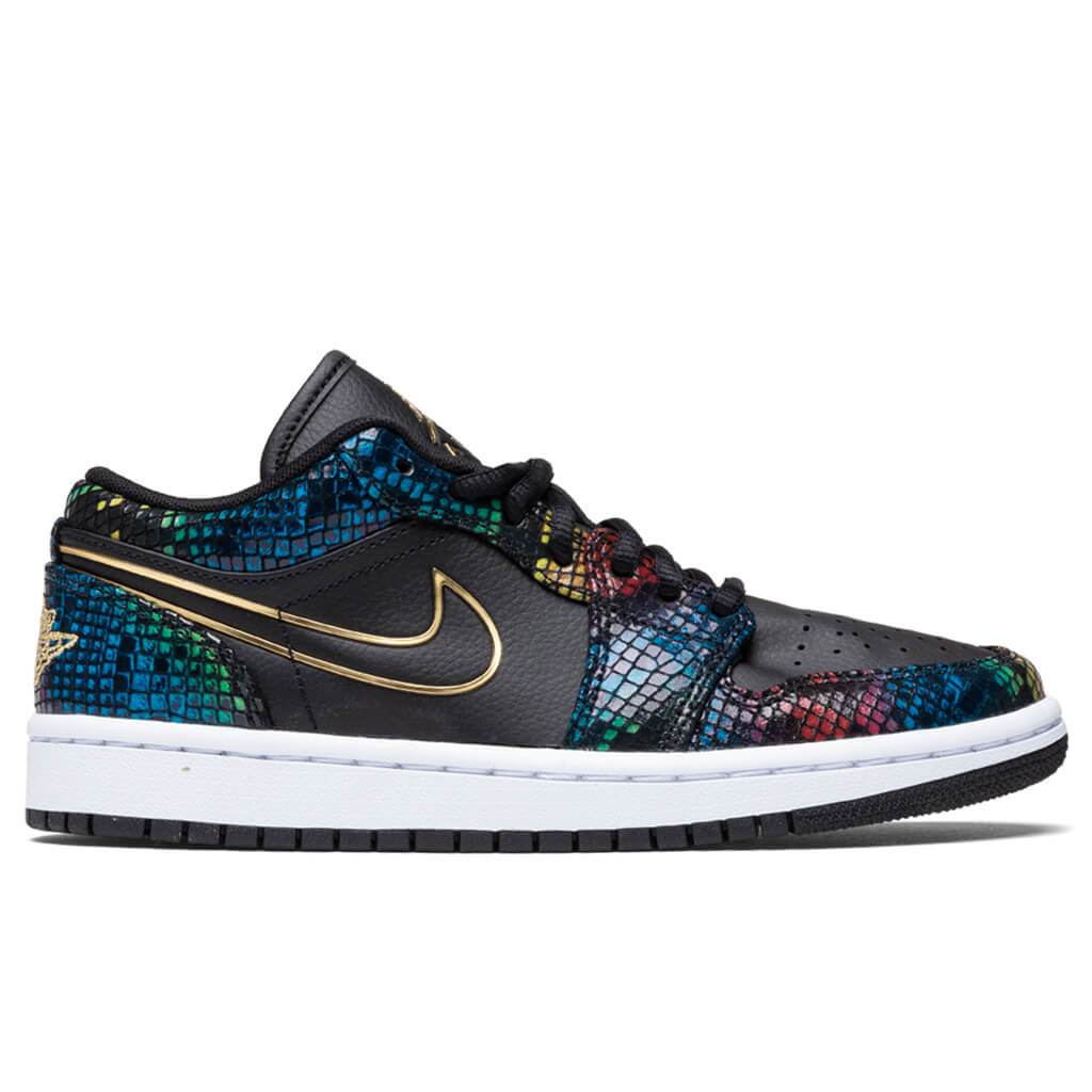 Women's Air Jordan 1 Low "Multicolor Snakeskin" - Black