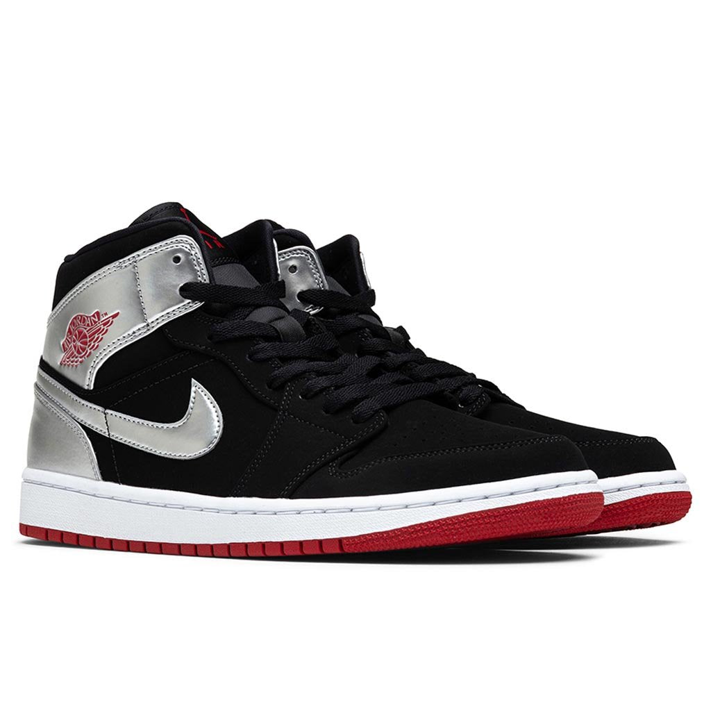 Air Jordan 1 Mid - Black/Gym Red/Metallic Silver