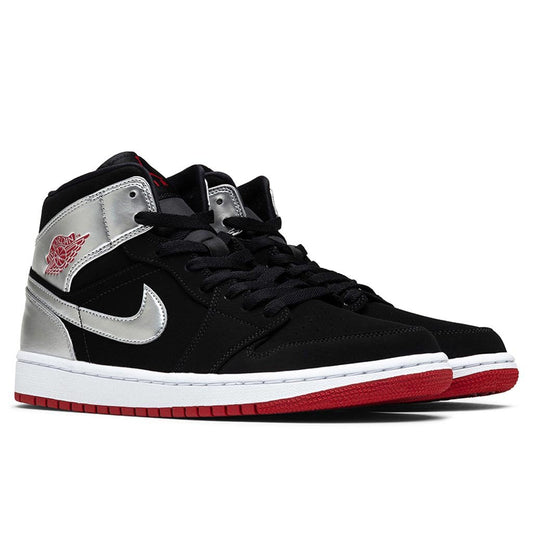 Air Jordan 1 Mid - Black/Gym Red/Metallic Silver