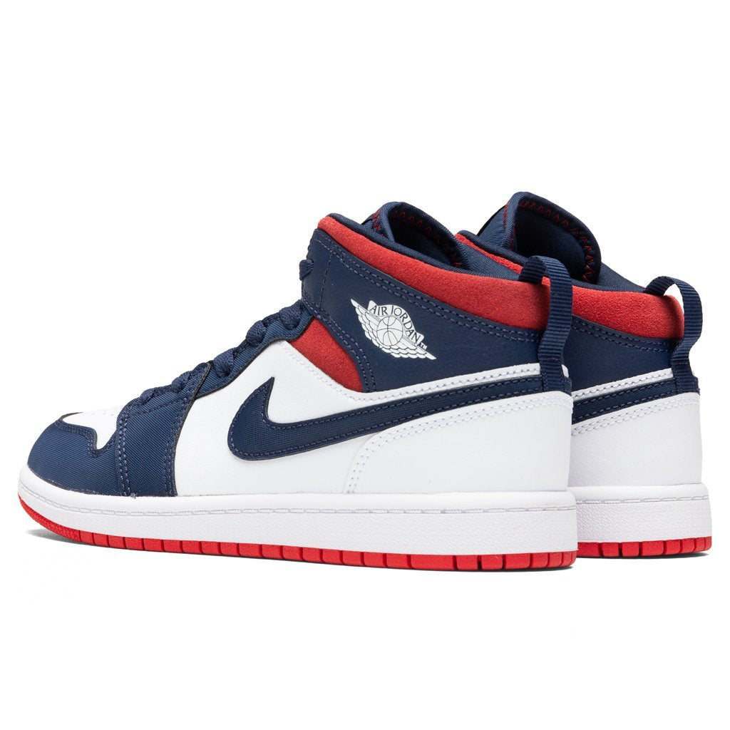 Air Jordan 1 Mid SE (PS) - White/University Red/Midnight Navy