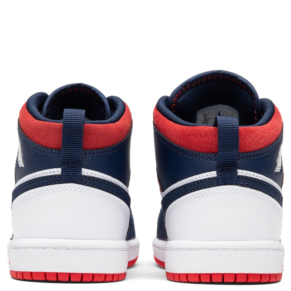 Air Jordan 1 Mid SE (PS) - White/University Red/Midnight Navy
