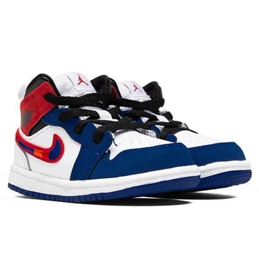 Air Jordan 1 Mid SE (TD) - White/University Red/Rush Blue