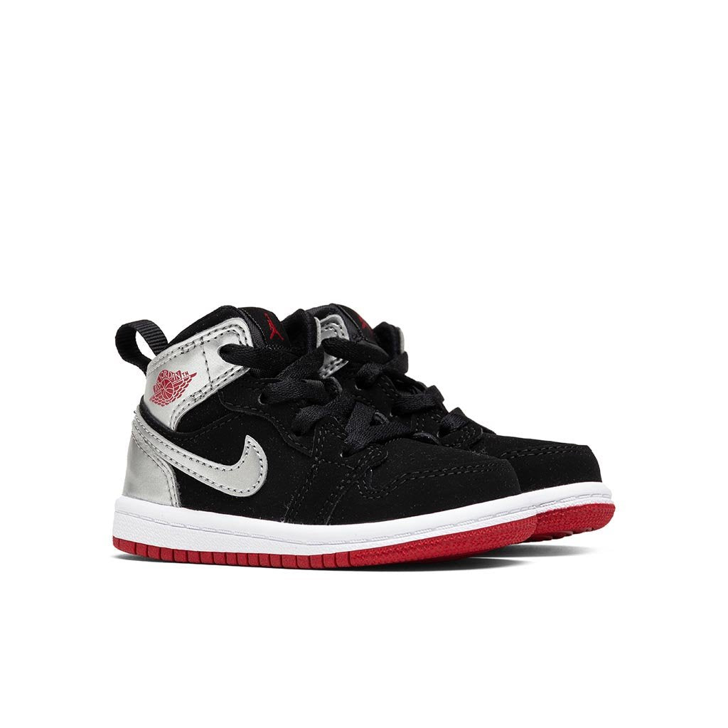 Air Jordan 1 Mid (TD) - Black/Gym Red/Metallic Silver/White