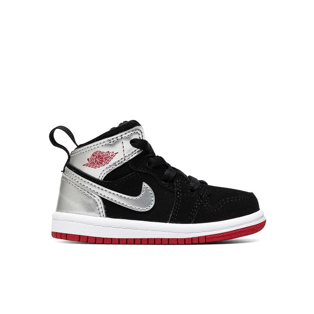 Air Jordan 1 Mid (TD) - Black/Gym Red/Metallic Silver/White