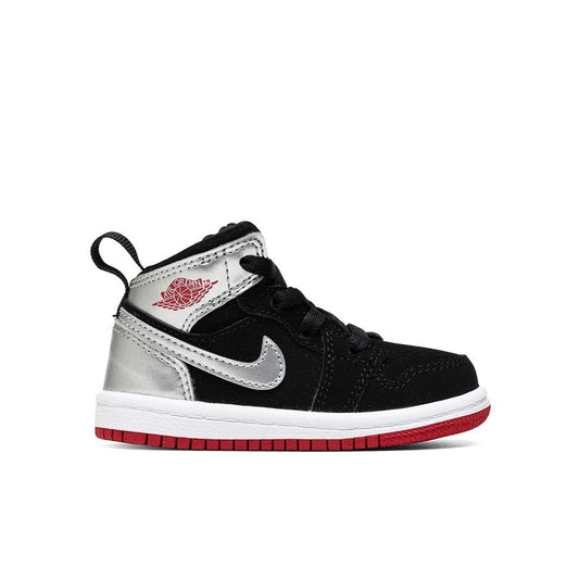 Air Jordan 1 Mid (TD) - Black/Gym Red/Metallic Silver/White