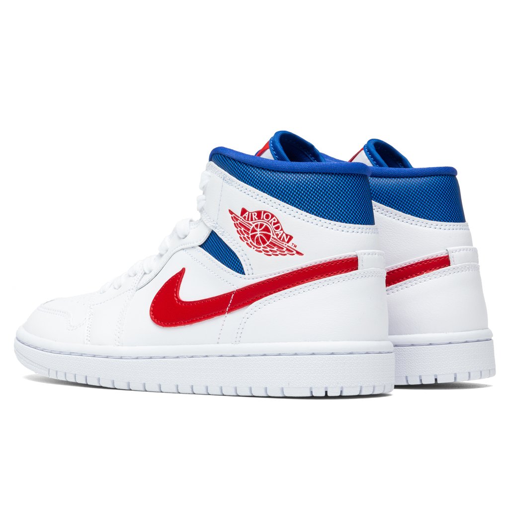 Women's Air Jordan 1 Mid - White/University Red/Game Royal