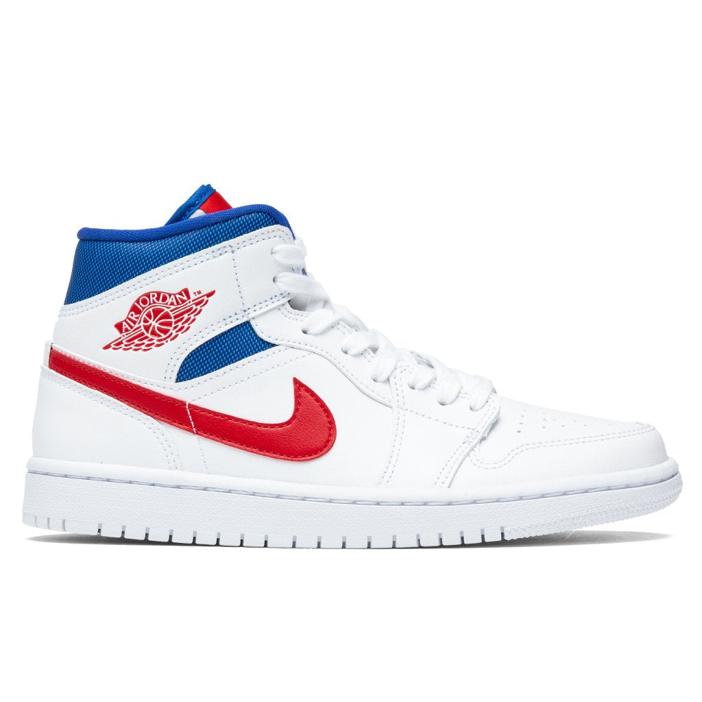 Women's Air Jordan 1 Mid - White/University Red/Game Royal