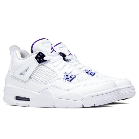 Air Jordan 4 Retro (GS) - White/Court Purple/Metallic Silver
