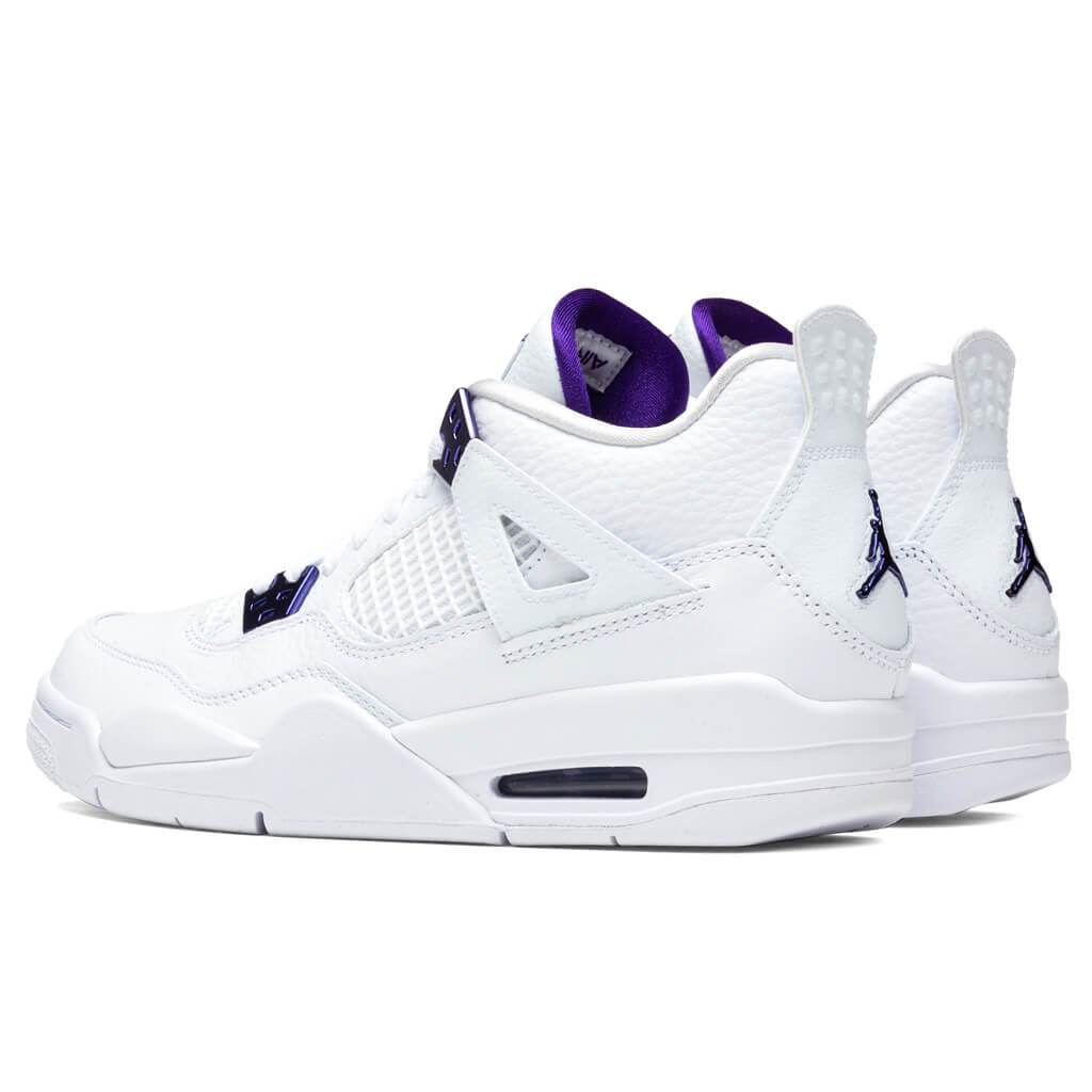 Air Jordan 4 Retro (GS) - White/Court Purple/Metallic Silver
