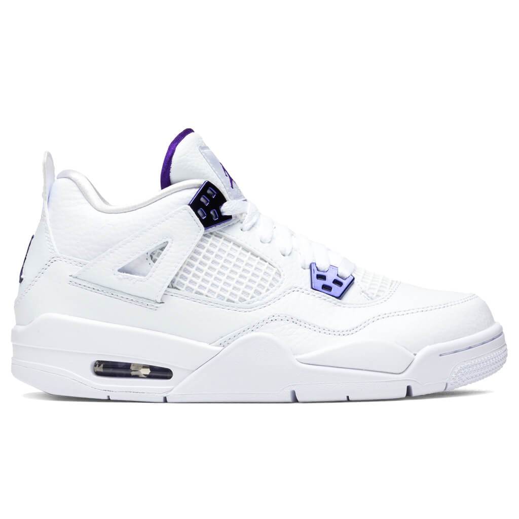 Air Jordan 4 Retro (GS) - White/Court Purple/Metallic Silver