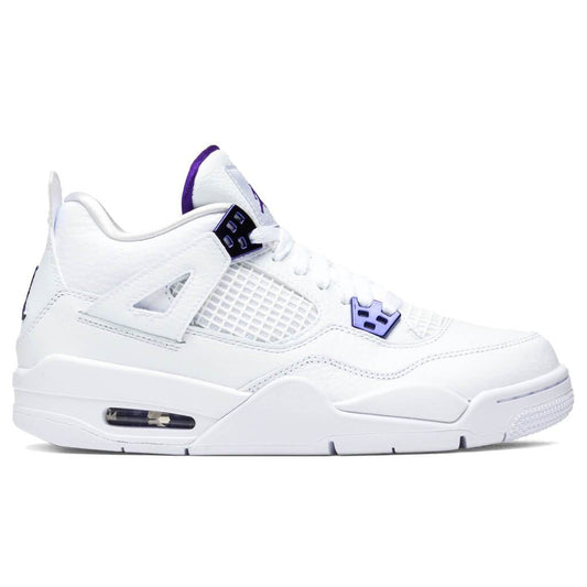 Air Jordan 4 Retro (GS) - White/Court Purple/Metallic Silver