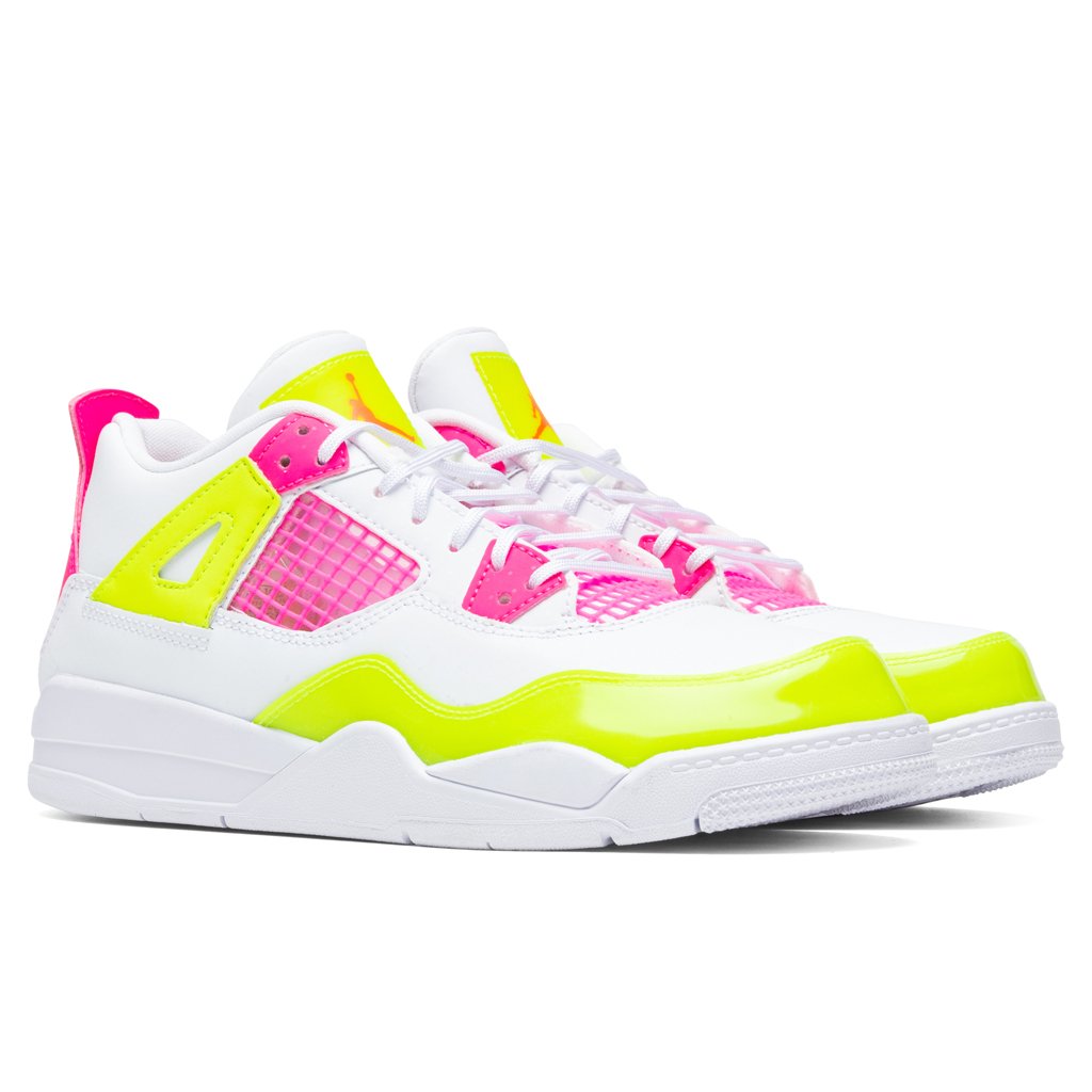 Air Jordan 4 Retro SE (PS) "Lemon Venom" - White/Pink Blast
