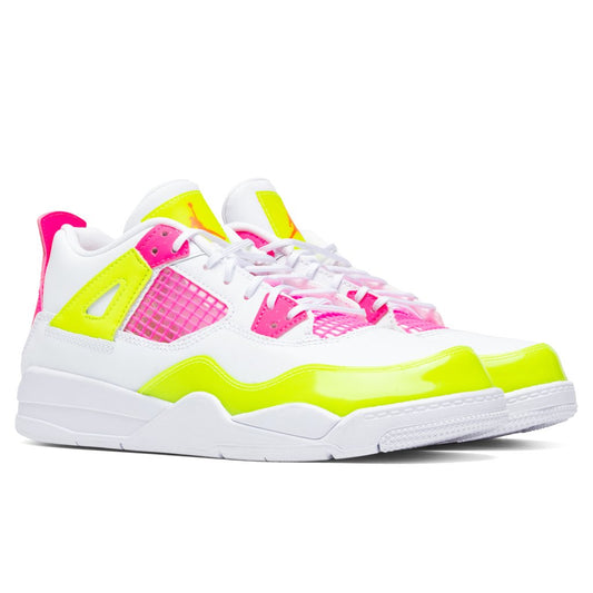 Air Jordan 4 Retro SE (PS) "Lemon Venom" - White/Pink Blast