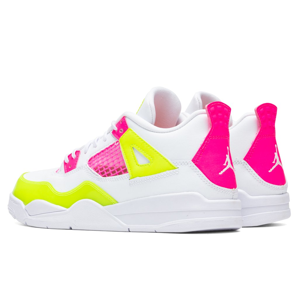 Air Jordan 4 Retro SE (PS) "Lemon Venom" - White/Pink Blast