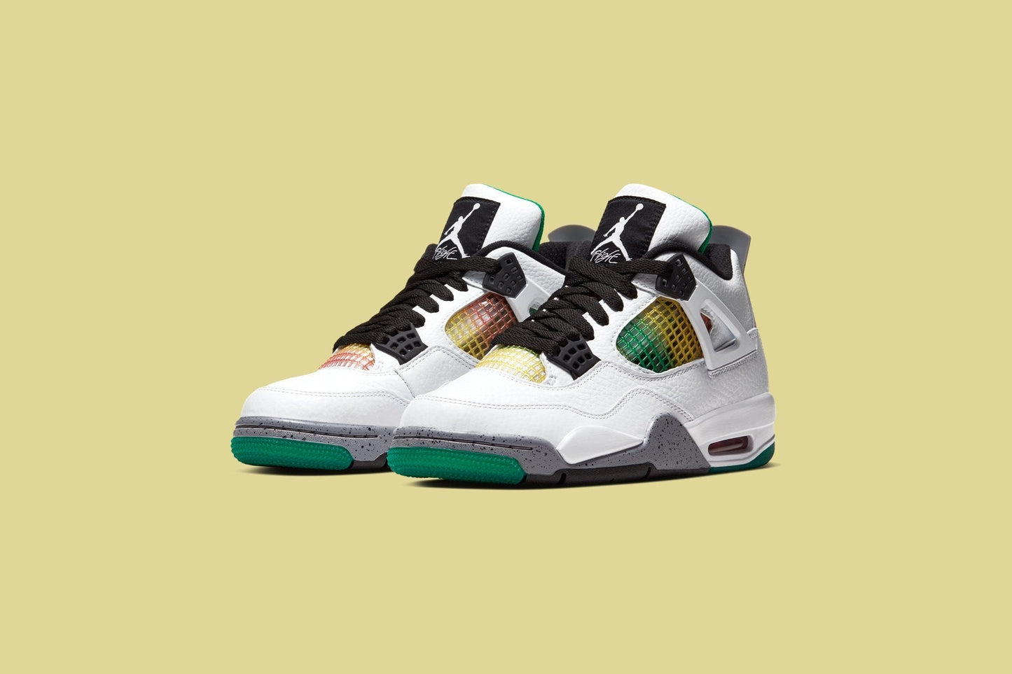 Women's Air Jordan 4 Retro "Rasta" - White/University Red/Lucid Green