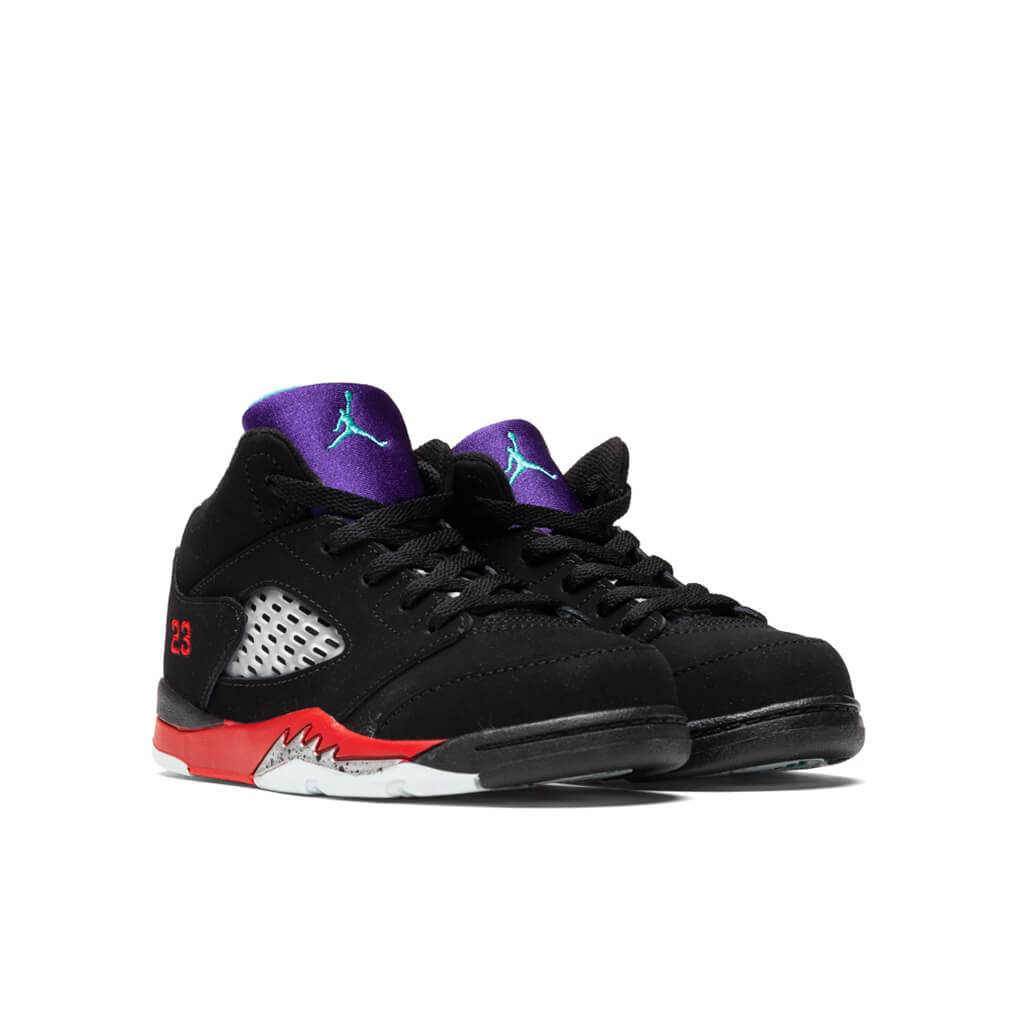 Air Jordan 5 Retro (TD) "Top 3" - Black/New Emerald/Fire Red/Grape Ice