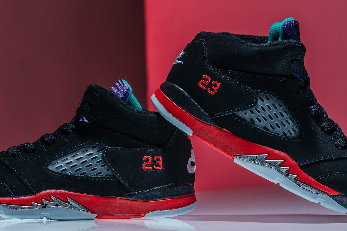 Air Jordan 5 Retro (TD) "Top 3" - Black/New Emerald/Fire Red/Grape Ice
