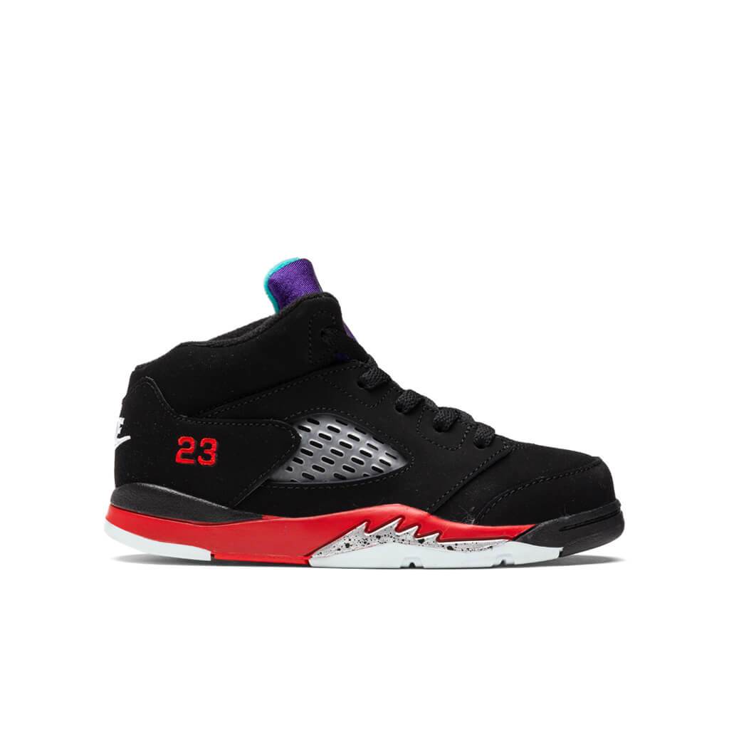Air Jordan 5 Retro (TD) "Top 3" - Black/New Emerald/Fire Red/Grape Ice