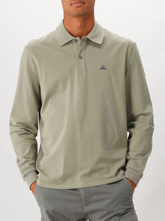 C.P. Company Longsleeve Polo Groen Stretch Piquet