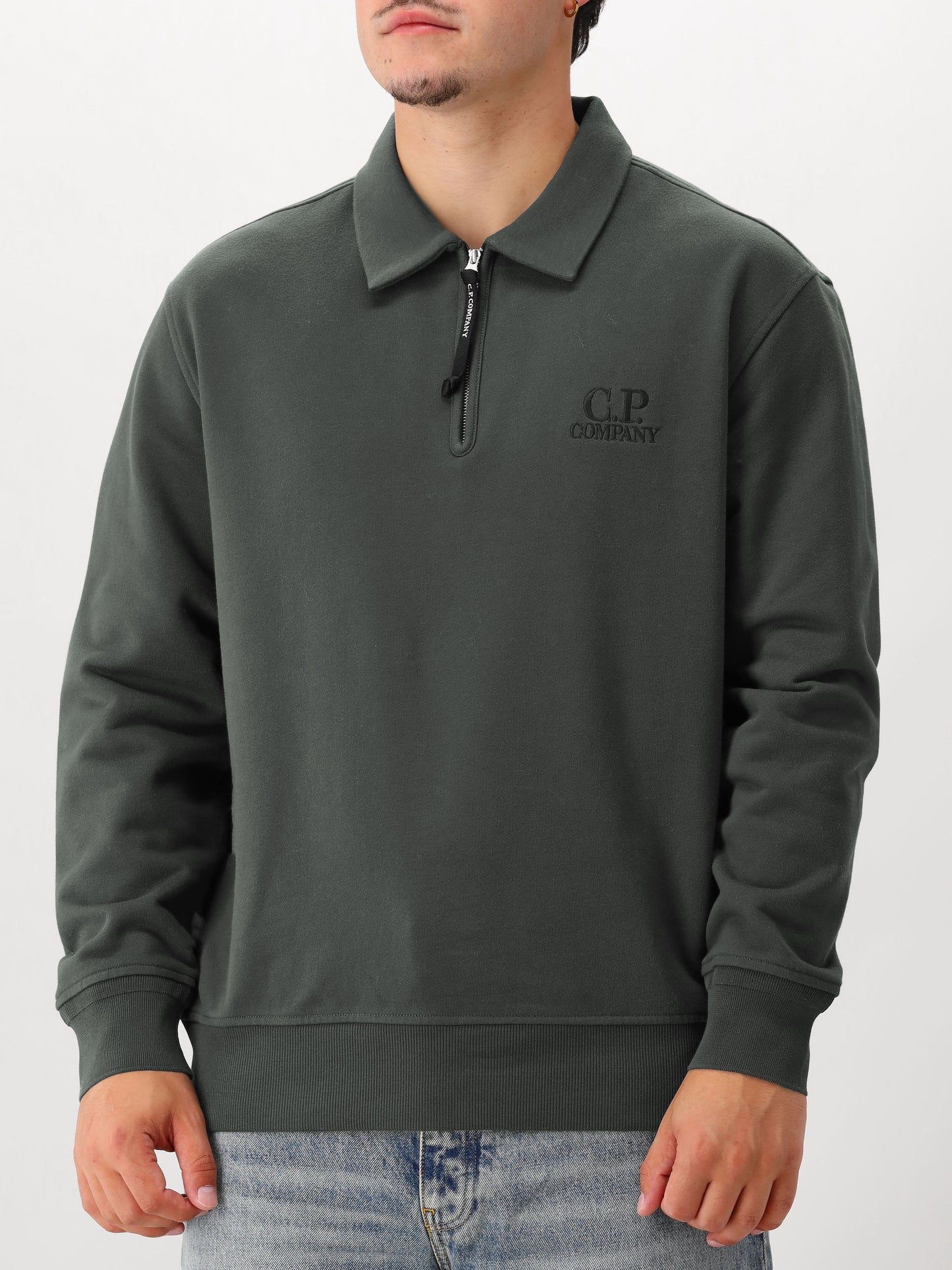 C.P. Company Sweater Grijs Half Zip