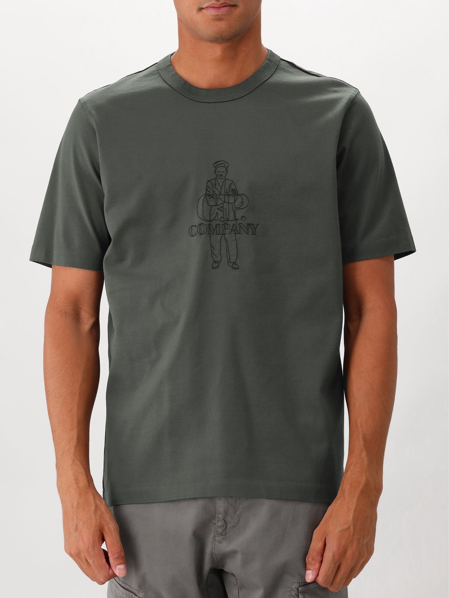 C.P. Company T-shirt Donker Grijs Jersey 30/2 Twisted