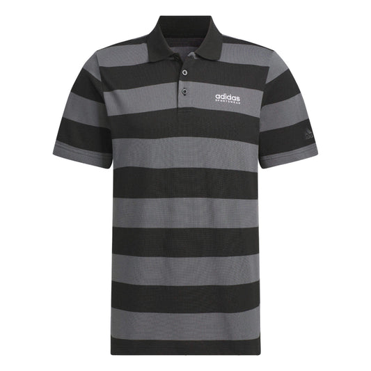 adidas Pique Stripe Polo Shirt Asia Sizing 'Black Grey' JI9057