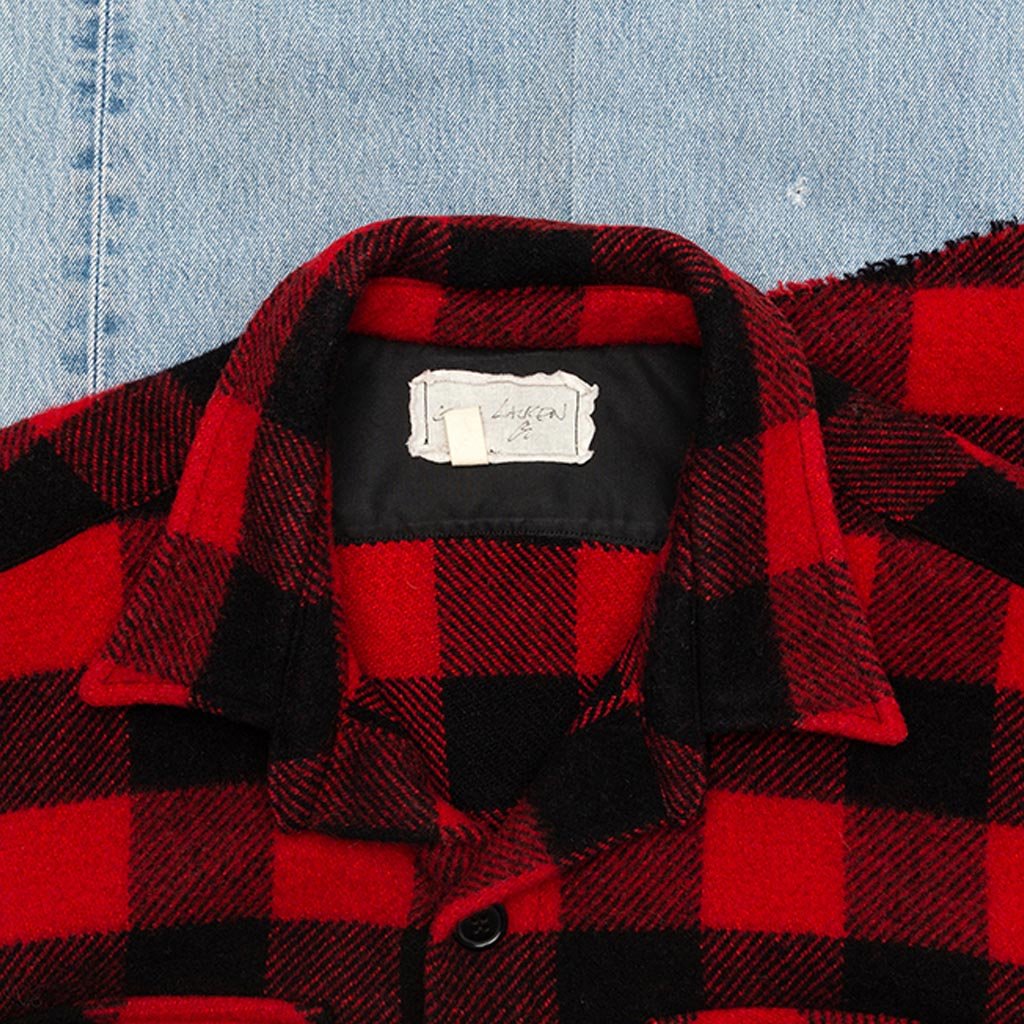 50/50 Buffalo Check/Denim Studio Jacket - Red