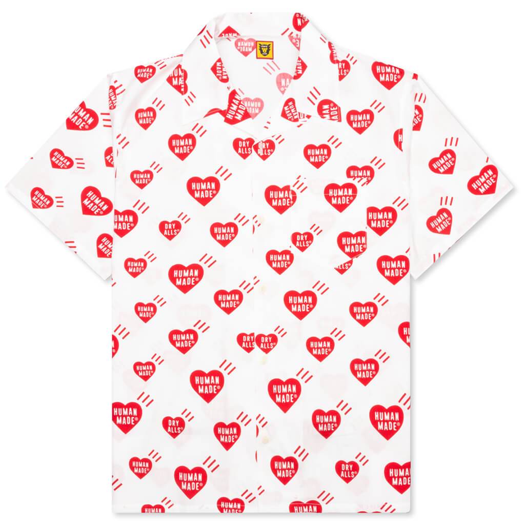 Heart Pattern Aloha Shirt - White
