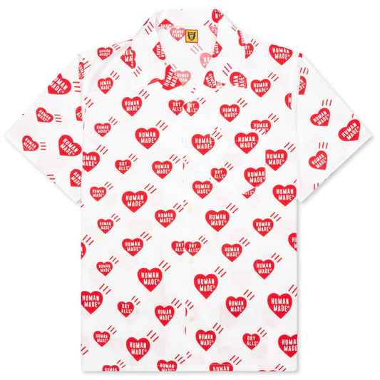 Heart Pattern Aloha Shirt - White
