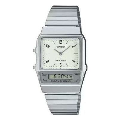 CASIO Vintage Daul Time Water Resistant Stainless Steel Band 'Silver' AQ-800E-7A2