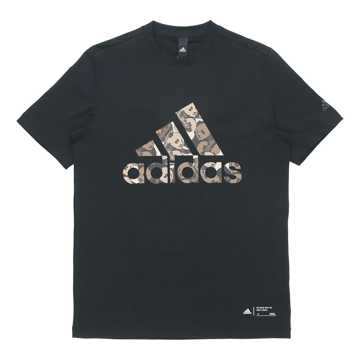 adidas China Tee M Panda Crew Neck Sports Short Sleeve Black GP1850