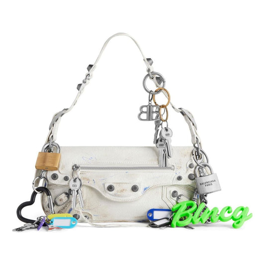 (WMNS) Balenciaga Le Cagole Small Sling Bag Used Effect With Charms 'White' 7716402AA7A9000