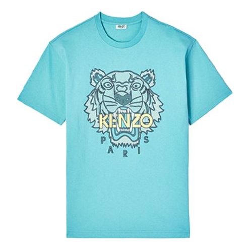 Men's KENZO Tiger Head Printing Cotton Short Sleeve Blue FA5-5TS5114YO-60