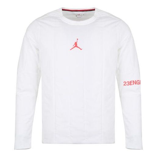 Air Jordan 23 Engineered Quilted Round Neck Pullover logo Sports Long Sleeves White AJ1055-100