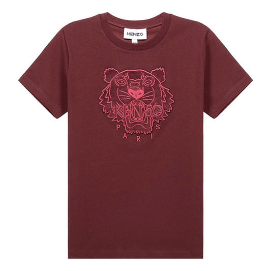KENZO Embroidered Tiger Head Short Sleeve Black Red FA62TS9124YI-23