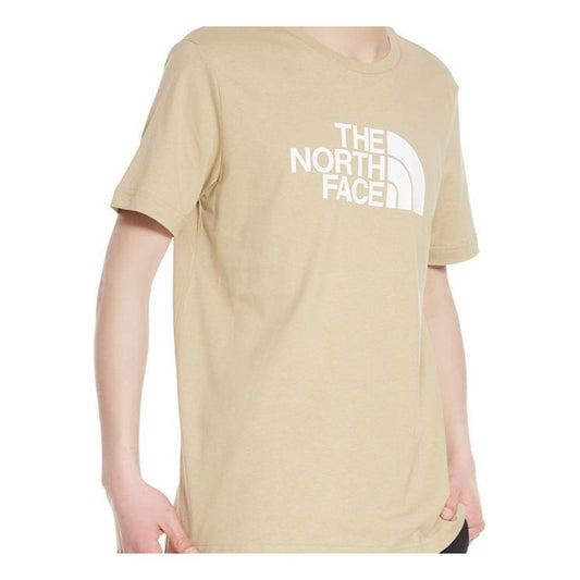 Men's THE NORTH FACE Large Logo Printing Short Sleeve Beige 4NC7-ZDL