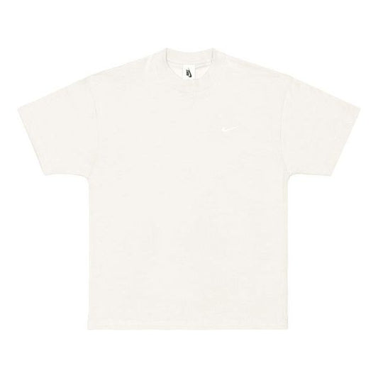 Men's Nike Lab Solo Swoosh Basic Sports Short Sleeve Light Bone White T-Shirt DA0321-072