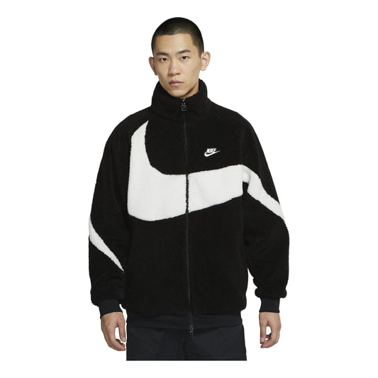 Nike Big Swoosh Reversible Boa Jacket Asia Sizing 'Black White' BQ6546-011