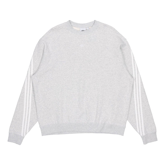 Men's adidas originals Side Stripe Loose Round Neck Pullover Gray FM1520