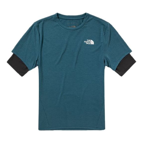 Men's THE NORTH FACE Outdoor Sweat Absorbing Breathable Short Sleeve Blue 4NA6-SF4