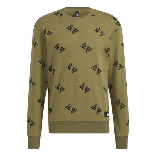 adidas Fi Bp1 Aop Swt Full Print Logo Sports Round Neck Pullover Couple Style Green HE7448