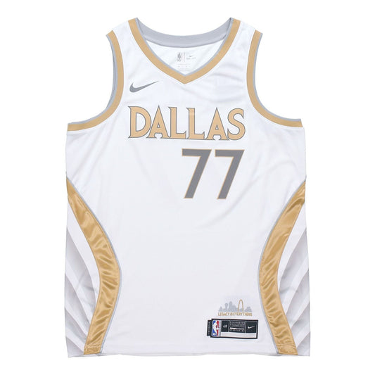Men's Nike NBA Basketball Sports SW Fan Edition 20-21 Season Doncic Mavericks . No. 77 White Jersey CN1723-101