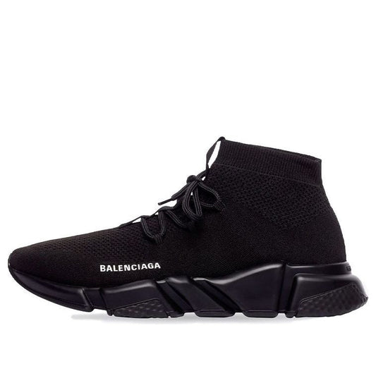 Balenciaga Speed Lace Up Sneakers 'Black Recycled Knit and Black Sole Unit' 587289W2DB11013