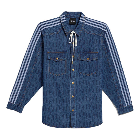 adidas originals x IVY PARK Crossover Stripe Solid Color Denim Blue Shirt H61704