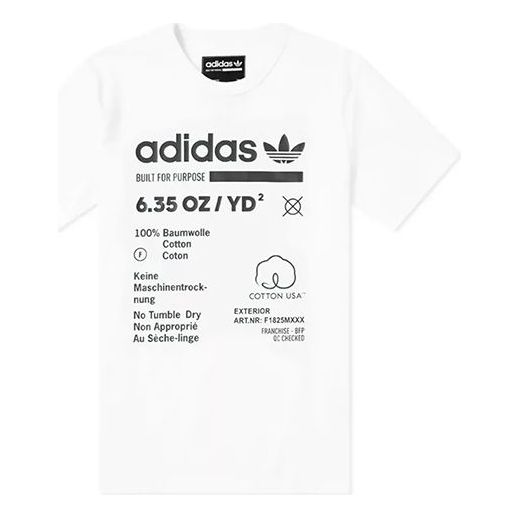 adidas originals Alphabet Printing Round Neck Short Sleeve White DM2084