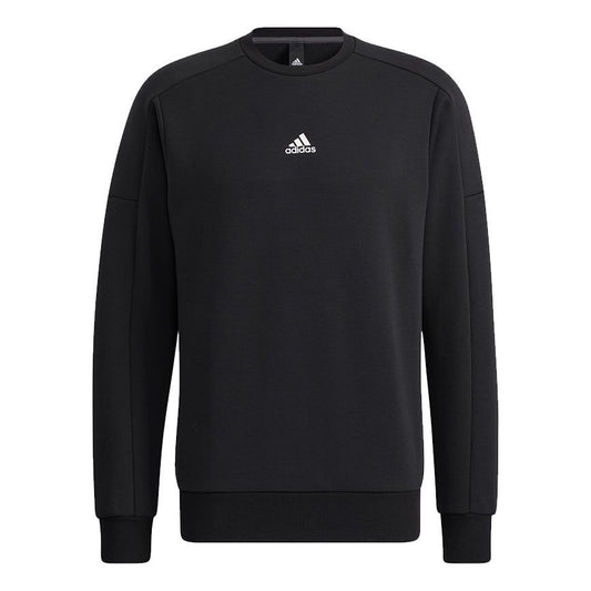 Men's adidas Crew Sweat Logo Printing Round Neck Pullover Black HD0349