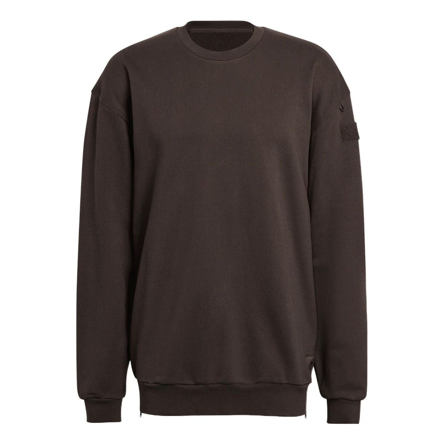 Men's adidas Solid Color Round Neck Loose Pullover Hoodless Dark Grey Olive Green HG6637