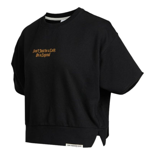 (WMNS) Nike Slogan Alphabet Printing Round Neck Sports Short Sleeve Black T-Shirt DC5310-010