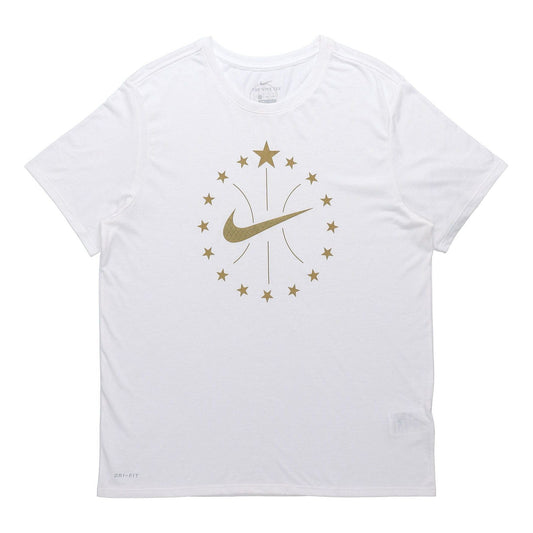 Nike Bronzing Logo Sports Quick Dry Basketball Short Sleeve White 913343-100
