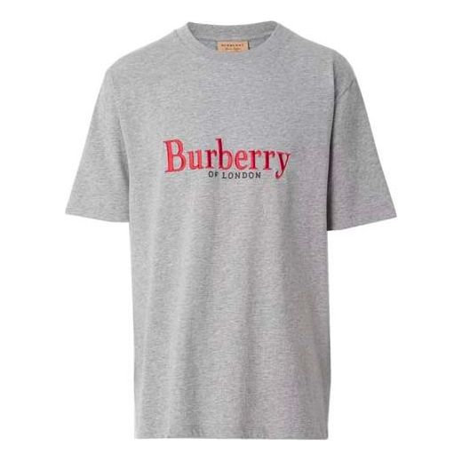 Men's Burberry Round Neck Short Sleeve Gray 80078291